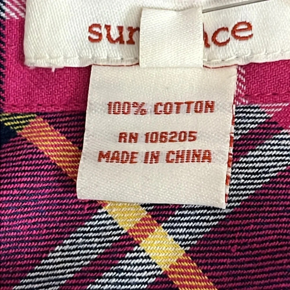 Sundance Hayden Creek Pink Plaid Peplum Flannel Top - NWOT - Size Medium - Picture 6 of 8